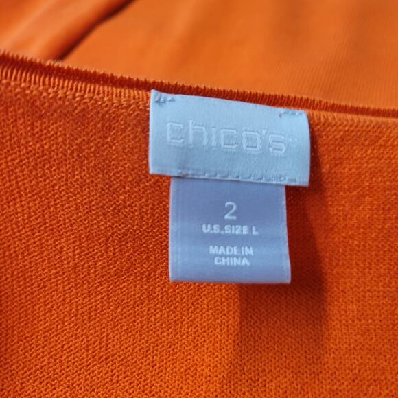 Chicos Knit Tank Top Womens Large Orange Sleeveless Pullover Casual Bright - Picture 3 of 10